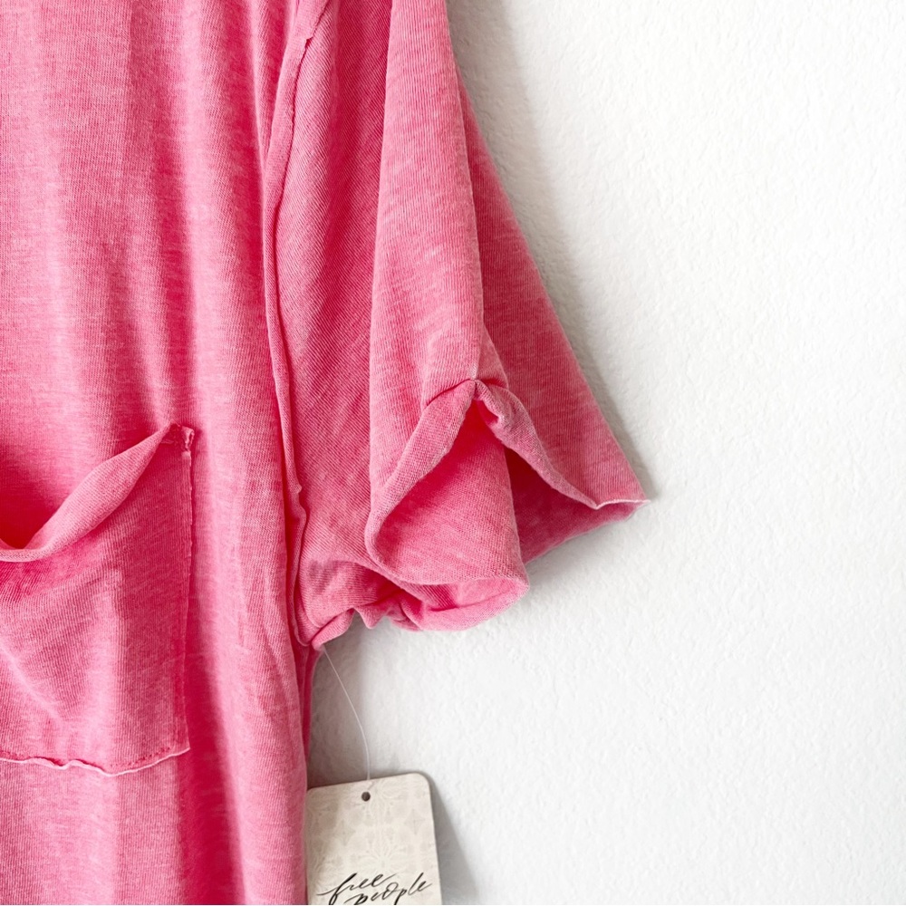 FREE PEOPLE WE THE FREE BELLA TEE PINK SPICED CORAL TEE SHIRT TOP OVERSI… - Picture 8 of 16